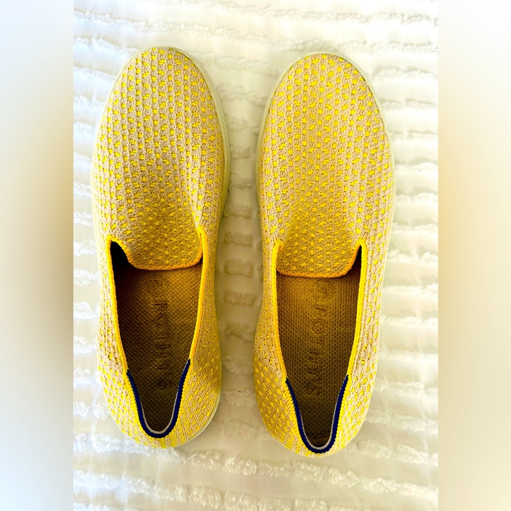 Rothy’s size 9 honeycomb (yellow) slip on sneakers.